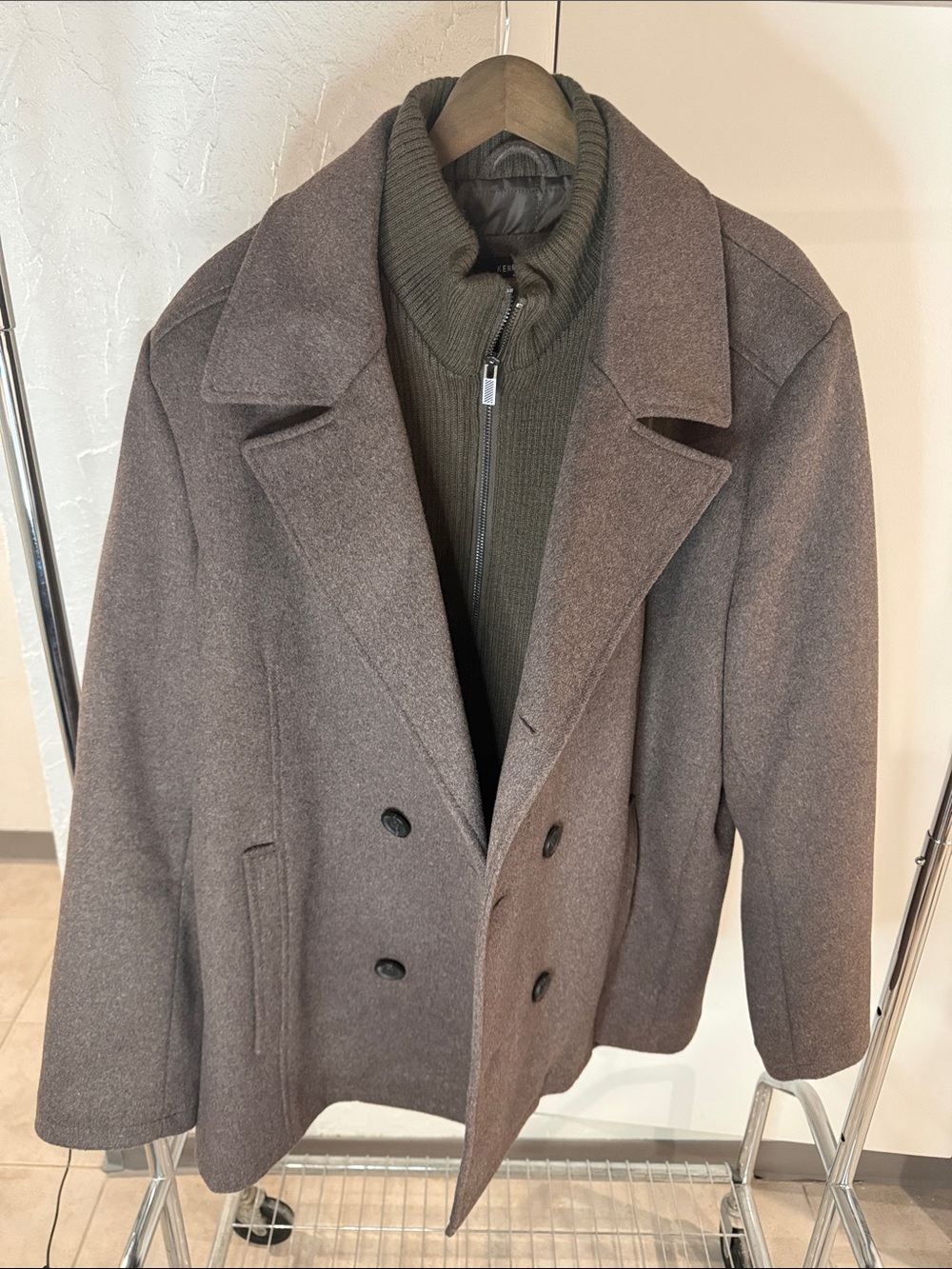 Kenneth Cole Double-Breasted Peacoat in Brown